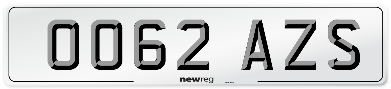 OO62 AZS Number Plate from New Reg